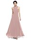 cheap The Wedding Store-A-Line Bridesmaid Dress Halter / Y Neck Sleeveless Open Back Floor Length Chiffon with Sash / Ribbon / Criss Cross / Ruched 2022