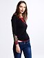 cheap Women&#039;s T-shirts-Women&#039;s Patchwork Black Ethnic Style Elegent Slim T-shirt , V Neck Long Sleeve