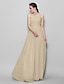 cheap Bridesmaid Dresses-A-Line One Shoulder Floor Length Chiffon Bridesmaid Dress with Side Draping by LAN TING BRIDE®