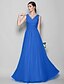 cheap The Wedding Store-A-Line / Sheath / Column Bridesmaid Dress V Neck Sleeveless Open Back Floor Length Georgette with Criss Cross 2023