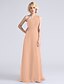 cheap Bridesmaid Dresses-Sheath / Column One Shoulder Floor Length Chiffon Bridesmaid Dress with Ruched / Side Draping