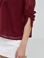 cheap Plus Size Tops-Women&#039;s Solid Colored Blouse Long Sleeve Weekend Tops Cotton V Neck Wine White Black