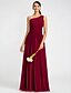 cheap Bridesmaid Dresses-Sheath / Column Bridesmaid Dress One Shoulder Sleeveless Floor Length Chiffon with Sash / Ribbon / Beading / Side Draping 2022