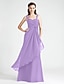 cheap Bridesmaid Dresses-Ball Gown / A-Line Straps Floor Length Chiffon Bridesmaid Dress with Criss Cross / Ruched / Flower