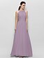 cheap Bridesmaid Dresses-Sheath / Column Jewel Neck Floor Length Chiffon Bridesmaid Dress with Draping