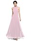 cheap The Wedding Store-A-Line Bridesmaid Dress Halter / Y Neck Sleeveless Open Back Floor Length Chiffon with Sash / Ribbon / Criss Cross / Ruched 2022