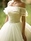 preiswerte Hochzeitskleider-Ballkleid Hochzeitskleider Schulterfrei Boden-Länge Tüll Kurze Ärmel Glanz &amp; Glamour mit Perlenstickerei Paillette Applikationen 2020