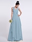 お買い得  ブライドメイド  ドレス-Sheath / Column Bridesmaid Dress V Neck Sleeveless Floral Floor Length Chiffon with Criss Cross / Side Draping / Flower 2022