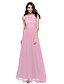 cheap Bridesmaid Dresses-A-Line Bridesmaid Dress Jewel Neck Sleeveless Beautiful Back Floor Length Chiffon / Lace Bodice with Sash / Ribbon 2022