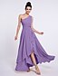 cheap Bridesmaid Dresses-A-Line Bridesmaid Dress One Shoulder Sleeveless Elegant Asymmetrical Chiffon with Side Draping 2022