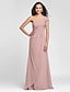 cheap Bridesmaid Dresses-Sheath / Column One Shoulder Floor Length Chiffon Bridesmaid Dress with Side Draping / Criss Cross by LAN TING BRIDE®