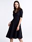 זול שמלות וינטאג&#039;-צווארון מרובע עד הברך Ruched, אחיד - שמלה גזרת A כותנה וינטאג&#039; / סגנון רחוב עבודה בגדי ריקוד נשים