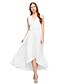 cheap Bridesmaid Dresses-A-Line V Neck Asymmetrical Chiffon / Jersey Bridesmaid Dress with Sash / Ribbon / Pleats / Convertible Dress