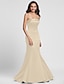 cheap Bridesmaid Dresses-Mermaid / Trumpet Bridesmaid Dress Strapless Sleeveless Lace Up Floor Length Satin with Side Draping 2023