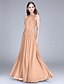 cheap Bridesmaid Dresses-Sheath / Column Jewel Neck Floor Length Chiffon Bridesmaid Dress with Lace by LAN TING BRIDE®