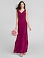 cheap Bridesmaid Dresses-Sheath / Column V Neck Floor Length Chiffon Bridesmaid Dress with Criss Cross