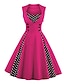 Χαμηλού Κόστους Πουά φορέματα-Γυναικεία Φόρεμα σε γραμμή Α Φόρεμα μέχρι το γόνατο Κρασί Φούξια Ρουμπίνι Βαθυγάλαζο Μπλε Απαλό Αμάνικο Πουά Μονόχρωμες Κουμπί Άνοιξη Καλοκαίρι Στρογγυλή Λαιμόκοψη Πάρτι καυτό Βίντατζ 2022 Τ M L XL