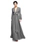 cheap Bridesmaid Dresses-A-Line Bridesmaid Dress V Neck Long Sleeve Elegant Floor Length Chiffon with Sash / Ribbon / Bow(s) / Pleats 2022 / Bishop Sleeve / Open Back