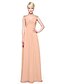 cheap Bridesmaid Dresses-A-Line Bridesmaid Dress V Neck Sleeveless Lace Up Floor Length Chiffon with Beading / Side Draping 2022