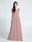 cheap Bridesmaid Dresses-Sheath / Column Queen Anne Floor Length Chiffon Bridesmaid Dress with Criss Cross by LAN TING BRIDE®