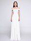 cheap Bridesmaid Dresses-Sheath / Column Off Shoulder Floor Length Jersey Bridesmaid Dress with Criss Cross by LAN TING BRIDE®