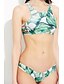 levne Bikini a plavky-Dámské Plavky Tankini Plavky Tisk Zelená Krk ohlávky Plavky Květinový