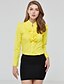 cheap Plus Size Tops-Women&#039;s Shirt Solid Colored Bow Long Sleeve Work Tops Casual Shirt Collar Yellow Pink White