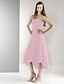 cheap Bridesmaid Dresses-A-Line / Ball Gown Strapless Tea Length / Asymmetrical Chiffon Bridesmaid Dress with Draping / Ruched