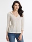 preiswerte Damen Pullover-Damen Standard Pullover-Lässig/Alltäglich Einfach Solide V-Ausschnitt Mit Kapuze Langarm Herbst Dünn Mikro-elastisch