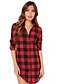 abordables Chemises Pour Femme-Chemise Femme, Damier - Coton Manche Papillon Mao Rouge