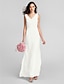 cheap Bridesmaid Dresses-Sheath / Column V Neck Floor Length Chiffon Bridesmaid Dress with Criss Cross