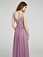 cheap The Wedding Store-Sheath / Column Bridesmaid Dress Bateau Neck Sleeveless Elegant Floor Length Chiffon / Lace Bodice with Lace / Sash / Ribbon 2022