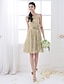 cheap Bridesmaid Dresses-A-Line One Shoulder Knee Length Lace Bridesmaid Dress with Sash / Ribbon