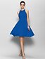 cheap The Wedding Store-A-Line Bridesmaid Dress Jewel Neck Sleeveless Keyhole Knee Length Georgette with Sash / Ribbon / Pleats 2022