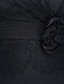 olcso Koszorúslányruhák-tok / oszlop koszorúslány ruha pánt nélküli ujjatlan kis fekete ruha seprő / ecset vonat sifon csipkével / oldalsó drapéria / virág