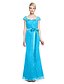 cheap Bridesmaid Dresses-Sheath / Column Straps Floor Length Lace Bridesmaid Dress with Bow(s) / Sash / Ribbon by LAN TING BRIDE® / Open Back