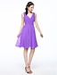 cheap Bridesmaid Dresses-A-Line Bridesmaid Dress V Neck Sleeveless Elegant Short / Mini Chiffon with Pleats 2022