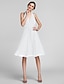 cheap Bridesmaid Dresses-Sheath / Column Halter Neck Knee Length Chiffon Bridesmaid Dress with Ruched / Draping