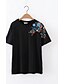 cheap Women&#039;s T-shirts-Women&#039;s Daily Going out Casual Sexy Street chic Summer T-shirt, Floral Embroidered Round Neck Short Sleeves Cotton