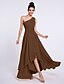 cheap Bridesmaid Dresses-A-Line Bridesmaid Dress One Shoulder Sleeveless Elegant Asymmetrical Chiffon with Side Draping 2022