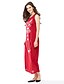 baratos Vestidos de mulher-Mulheres Longo Vinho Vermelho Vestido Moda de Rua Verão Diário Bainha Estampado S M / Algodão