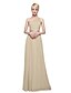 cheap Bridesmaid Dresses-Product Sample A-Line / Ball Gown One Shoulder Floor Length Chiffon / Lace Bridesmaid Dress with Sash / Ribbon / Pleats by LAN TING BRIDE® / See Through