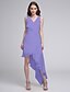 cheap Bridesmaid Dresses-A-Line Bridesmaid Dress V Neck Sleeveless Asymmetrical Chiffon with Pleats 2022