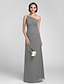 cheap Bridesmaid Dresses-Sheath / Column Bridesmaid Dress One Shoulder Sleeveless Elegant Floor Length Chiffon with Ruched / Side Draping / Crystal Brooch 2022