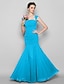 cheap Bridesmaid Dresses-Mermaid / Trumpet Bridesmaid Dress Square Neck Sleeveless Open Back Floor Length Chiffon with Ruched 2023