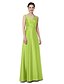 cheap Bridesmaid Dresses-A-Line V Neck Floor Length Satin Bridesmaid Dress with Pleats by LAN TING BRIDE®