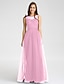 cheap Bridesmaid Dresses-A-Line Bateau Neck Floor Length Tulle Bridesmaid Dress with Lace / Sash / Ribbon by LAN TING BRIDE®
