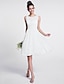 cheap Bridesmaid Dresses-A-Line Bridesmaid Dress Scoop Neck Sleeveless Knee Length Chiffon with Ruched / Draping 2022