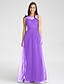 cheap Bridesmaid Dresses-A-Line Bateau Neck Floor Length Tulle Bridesmaid Dress with Lace / Sash / Ribbon by LAN TING BRIDE®