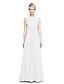 cheap Bridesmaid Dresses-Sheath / Column Jewel Neck Floor Length Chiffon / Lace Bridesmaid Dress with Criss Cross / Pleats / Side Draping / See Through